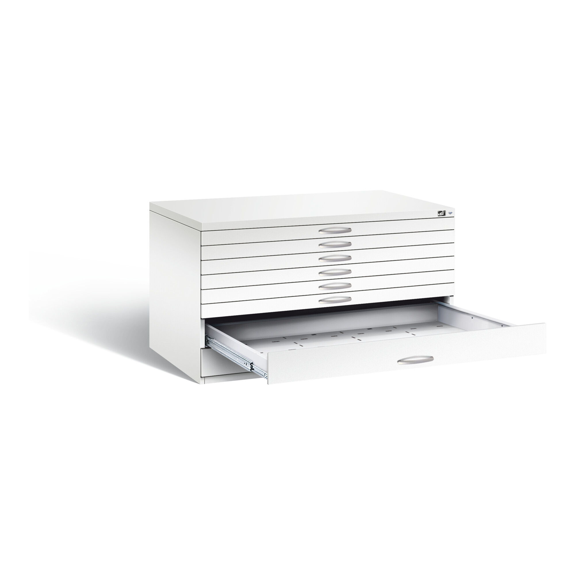 C+P Flachablageschrank Serie 7100_7200, H760xB1350xT960mm, Front Verkehrsweiß, Korpus Verkehrsweiß (7201-200) ; C + P Möbelsysteme