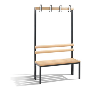 C+P Garderobenbank Basic, H1650xB1000xT403mm Farbe Gestell Schwarzgrau