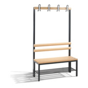 C+P Garderobenbank Basic mit Schuhrost, H1650xB1000xT403mm, Schwarzgrau/Buche