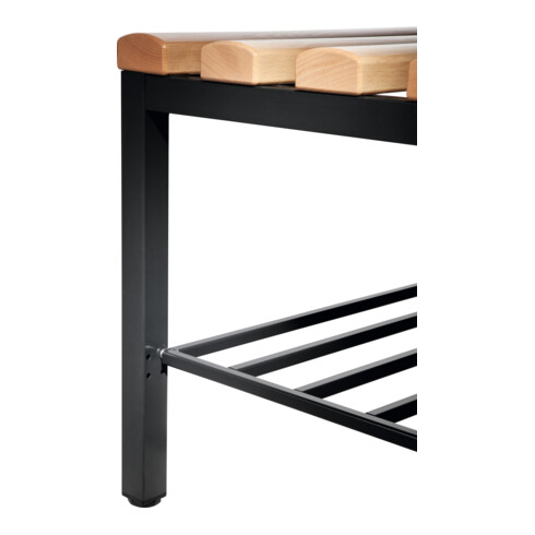 C+P Garderobenbank Basic mit Schuhrost, H1650xB1000xT403mm, Schwarzgrau/Buche