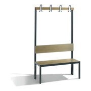 C+P Garderobenbank mit Rückenlehne, Basic Plus, H1650xB1000xT407mm, Gestell Schwarzgrau / Dekor Eiche Sereno (8060-100)
