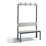 C+P Garderobenbank mit Rückenlehne, Basic Plus, H1650xB1000xT407mm, Gestell Schwarzgrau / Dekor Silbergrau (8060-100)