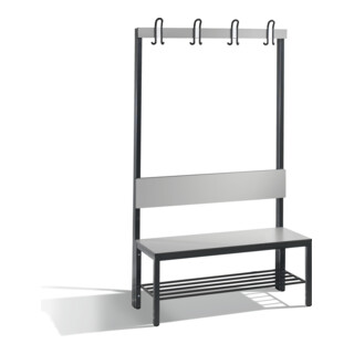 C+P Garderobenbank mit Rückenlehne, Basic Plus, H1650xB1000xT407mm, Gestell Schwarzgrau
