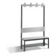 C+P Garderobenbank mit Rückenlehne, Basic Plus, H1650xB1000xT407mm, Gestell Schwarzgrau / Dekor Silbergrau (8060-110)-1