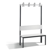 C+P Garderobenbank mit Rückenlehne, Basic Plus, H1650xB1000xT407mm, Gestell Schwarzgrau / Dekor Weiß (8060-100)