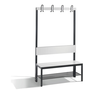 C+P Garderobenbank mit Rückenlehne, Basic Plus, H1650xB1000xT407mm, Gestell Schwarzgrau