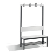 C+P Garderobenbank mit Rückenlehne, Basic Plus, H1650xB1000xT407mm, Gestell Schwarzgrau / Dekor Weiß (8060-110)