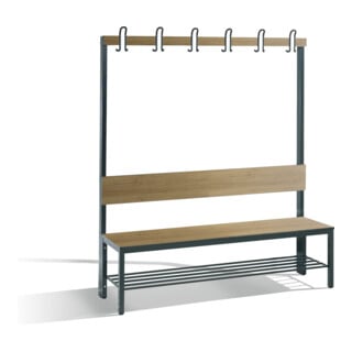 C+P Garderobenbank mit Rückenlehne, Basic Plus, H1650xB1500xT407mm, Gestell Schwarzgrau