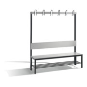 C+P Garderobenbank mit Rückenlehne, Basic Plus, H1650xB1500xT407mm, Gestell Schwarzgrau / Dekor Silbergrau (8061-110)