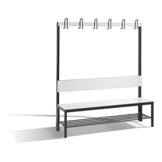 C+P Garderobenbank mit Rückenlehne, Basic Plus, H1650xB1500xT407mm, Gestell Schwarzgrau
