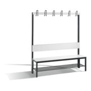 C+P Garderobenbank mit Rückenlehne, Basic Plus, H1650xB1500xT407mm, Gestell Schwarzgrau / Dekor Weiß (8061-110)