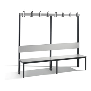 C+P Garderobenbank mit Rückenlehne, Basic Plus, H1650xB1960xT407mm, Gestell Schwarzgrau