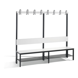 C+P Garderobenbank mit Rückenlehne, Basic Plus, H1650xB1960xT407mm, Gestell Schwarzgrau