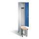C+P Garderobenschrank Classic, H1850xB320xT500mm, Front Enzianblau, Korpus Lichtgrau, Gestell Schwarzgrau (8030-10)-1