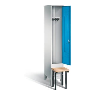 C+P Garderobenschrank Classic, H1850xB320xT500mm, Front Lichtblau, Korpus Lichtgrau, Gestell Schwarzgrau (8030-10)