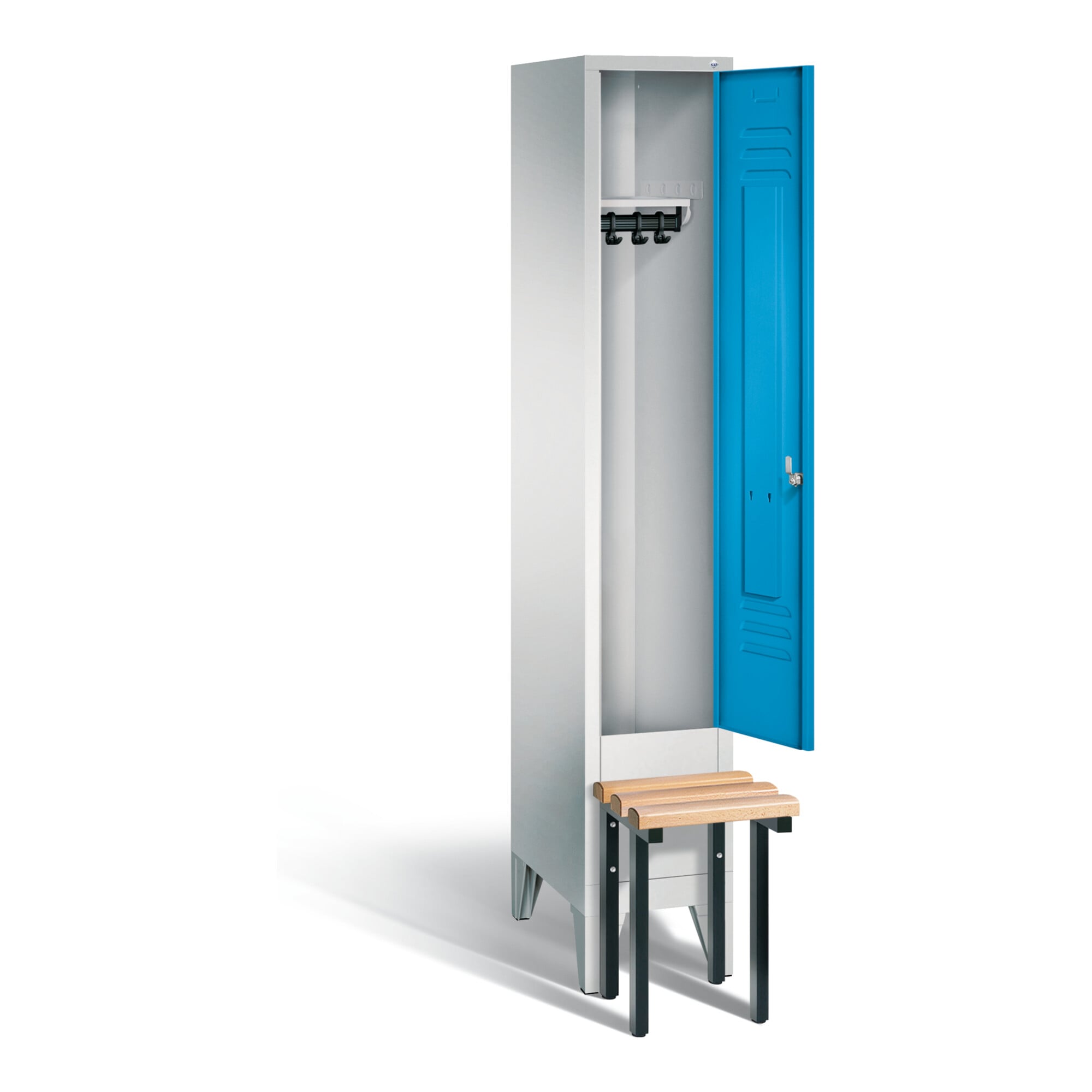 C+P Garderobenschrank Classic, H1850xB320xT500mm, Front Lichtblau, Korpus Lichtgrau, Gestell Schwarzgrau (8030-10) ; C + P Möbelsysteme