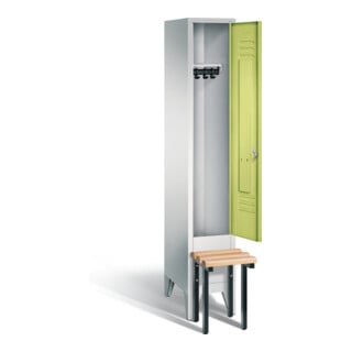 C+P Garderobenschrank Classic, H1850xB320xT500mm, Front Viridingrün, Korpus Lichtgrau, Gestell Schwarzgrau (8030-10)