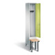 C+P Garderobenschrank Classic, H1850xB320xT500mm, Front Viridingrün, Korpus Lichtgrau, Gestell Schwarzgrau (8030-10)-1