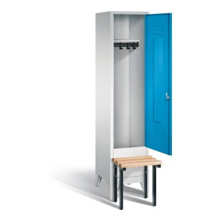 C+P Garderobenschrank Classic, H1850xB420xT500mm, Front Lichtblau, Korpus Lichtgrau, Gestell Schwarzgrau (8030-12)