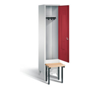 C+P Garderobenschrank Classic, H1850xB420xT500mm, Front Rubinrot, Korpus Lichtgrau, Gestell Schwarzgrau (8030-12)