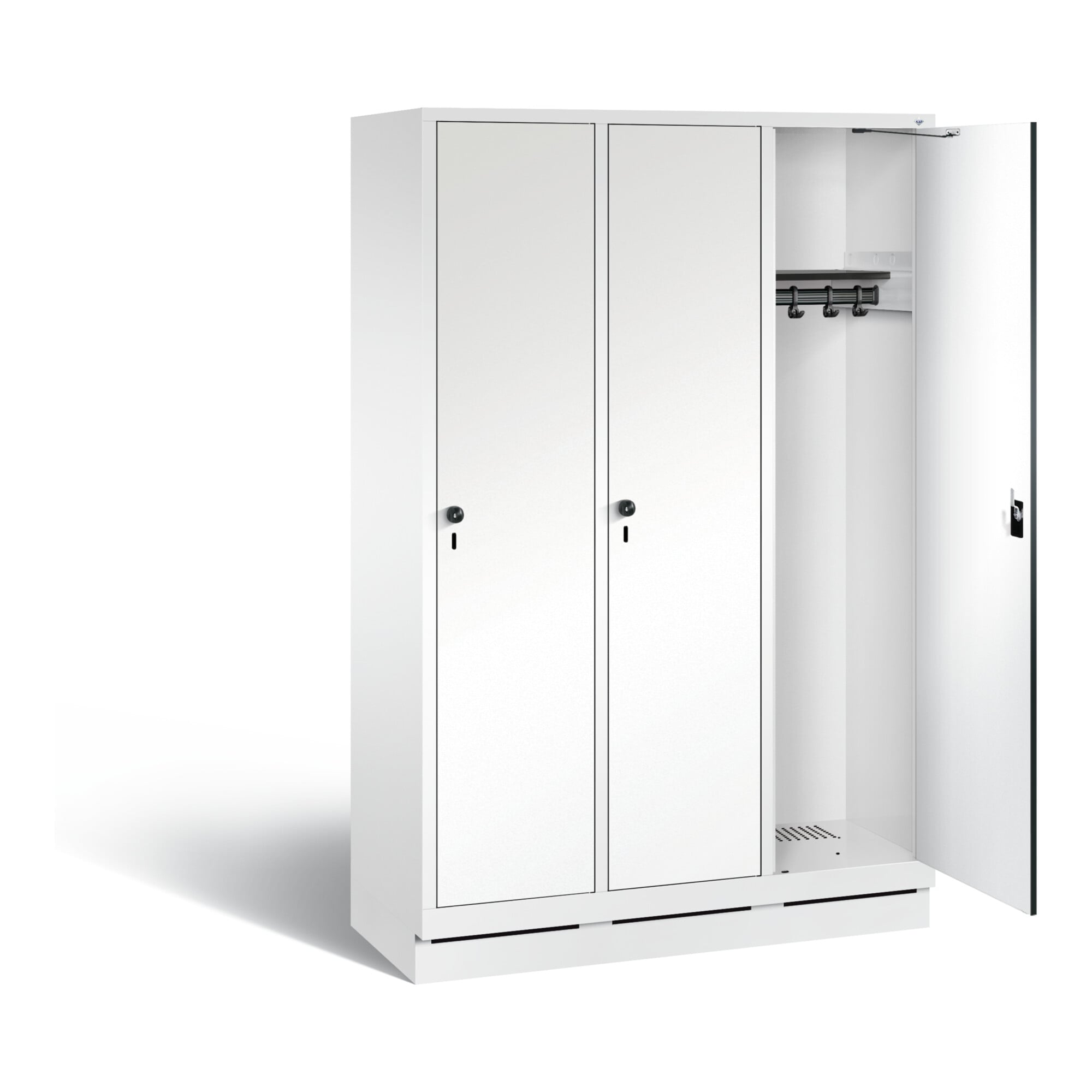 C+P Garderobenschrank Evolo, H1800xB1200xT500mm, Front Dekor Weiß, Korpus Verkehrsweiß (48020-32) ; C + P Möbelsysteme