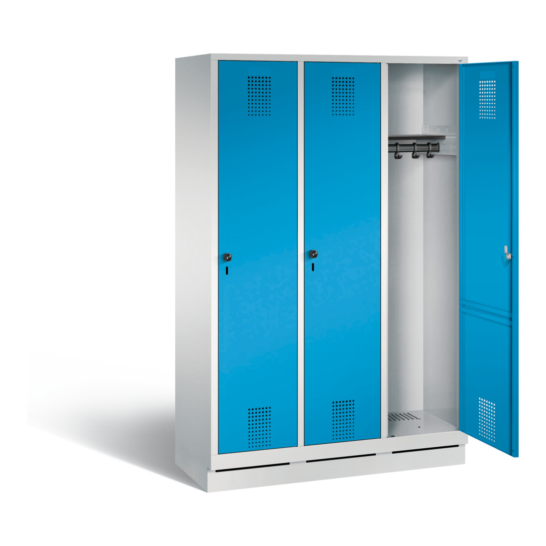 C+P Garderobenschrank Evolo, H1800xB1200xT500mm, Front Lichtblau, Korpus Lichtgrau (48020-32)