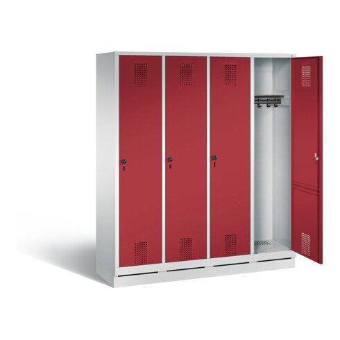 C+P Garderobenschrank Evolo, H1800xB1590xT500mm, Front Rubinrot, Korpus Lichtgrau (48020-42)