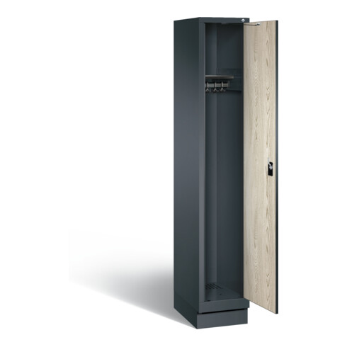 C+P Garderobenschrank Evolo, H1800xB320xT500mm, Front Dekor Sen-Esche, Korpus Anthrazitgrau (48020-10)