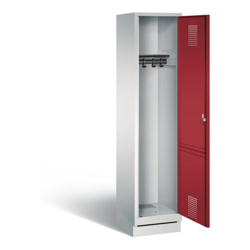 C+P Garderobenschrank Evolo, H1800xB420xT500mm, Front Rubinrot, Korpus Lichtgrau (48020-12)