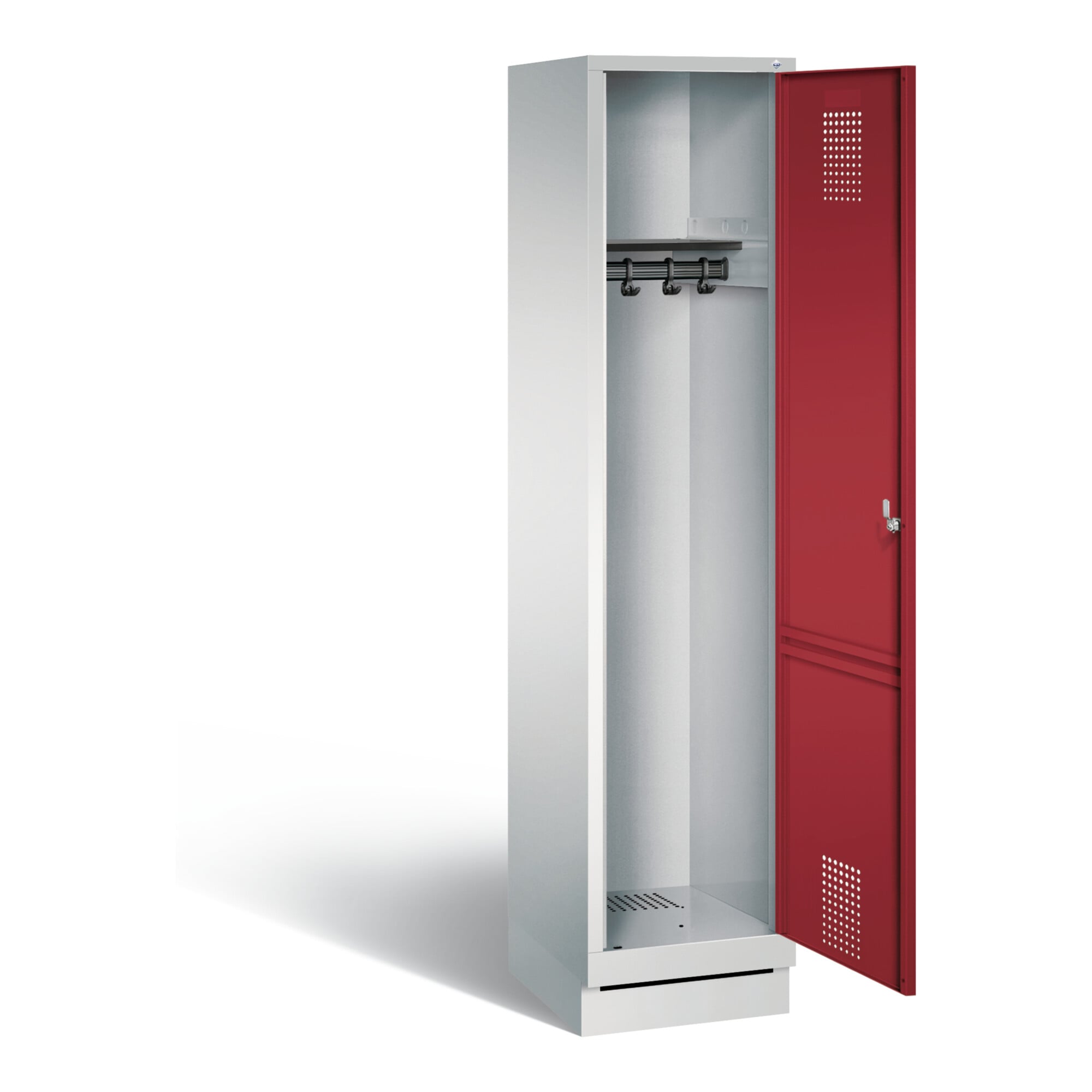 C+P Garderobenschrank Evolo, H1800xB420xT500mm, Front Rubinrot, Korpus Lichtgrau (48020-12) ; C + P Möbelsysteme