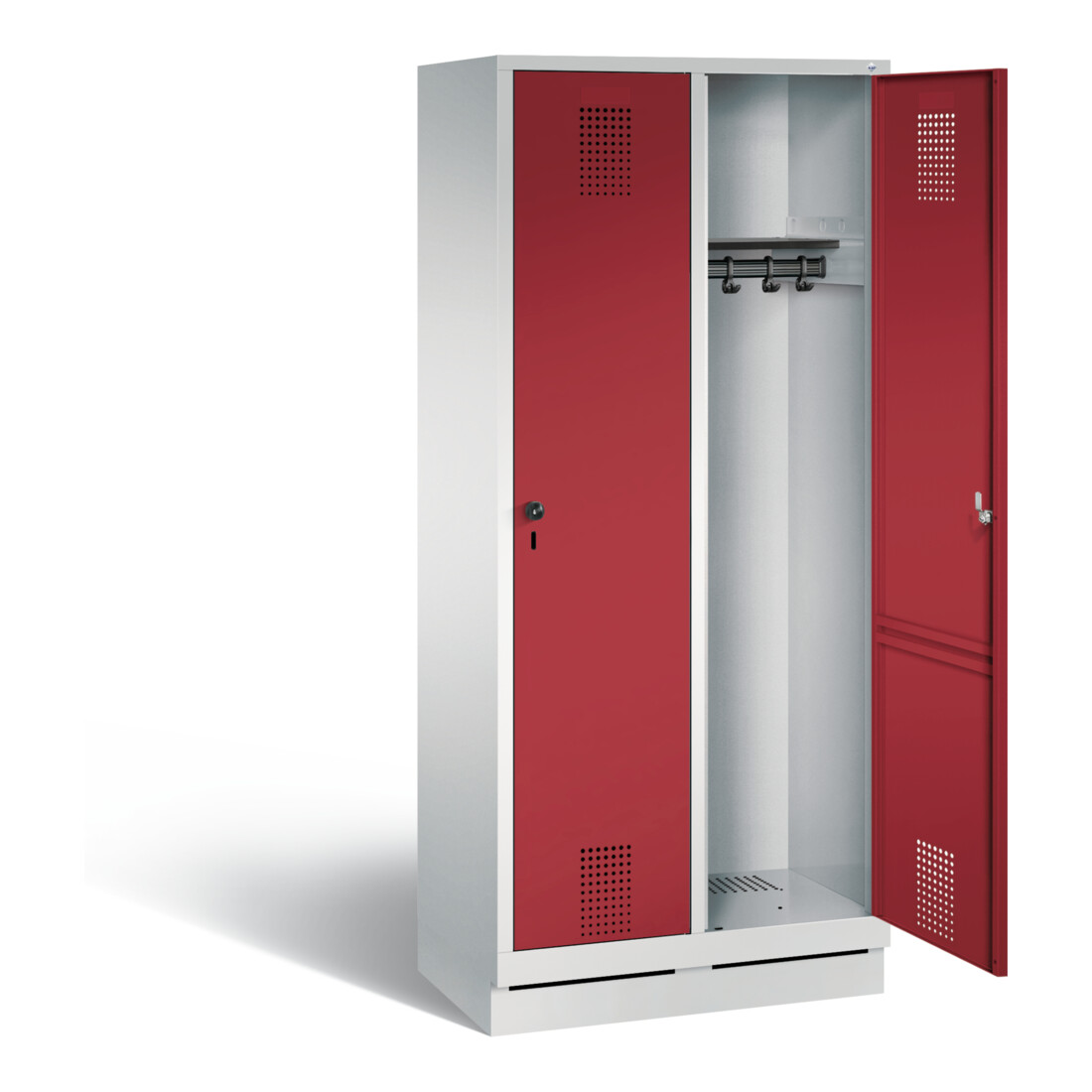 C+P Garderobenschrank Evolo, H1800xB810xT500mm, Front Rubinrot, Korpus Lichtgrau (48020-22)