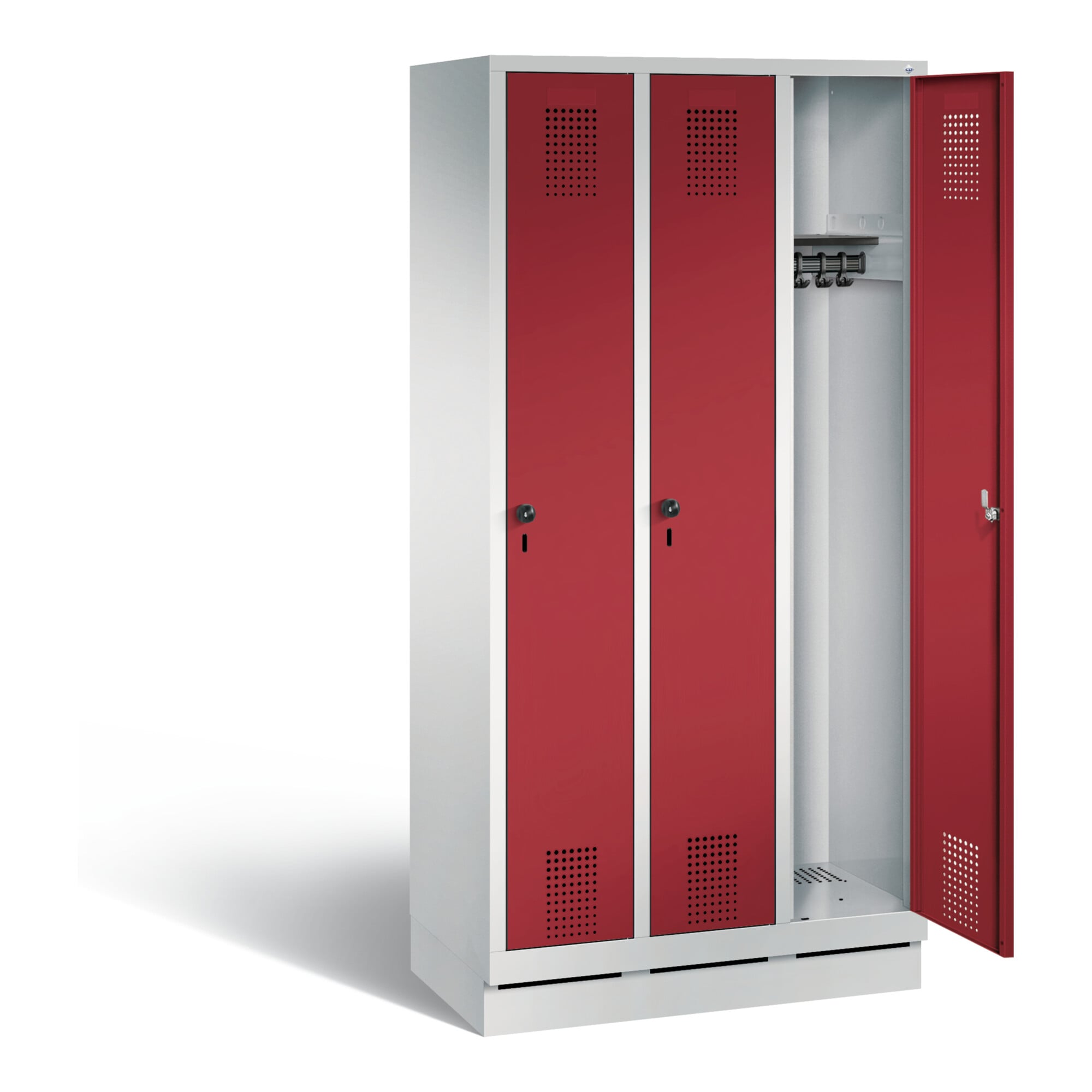 C+P Garderobenschrank Evolo, H1800xB900xT500mm, Front Rubinrot, Korpus Lichtgrau (48020-30) ; C + P Möbelsysteme