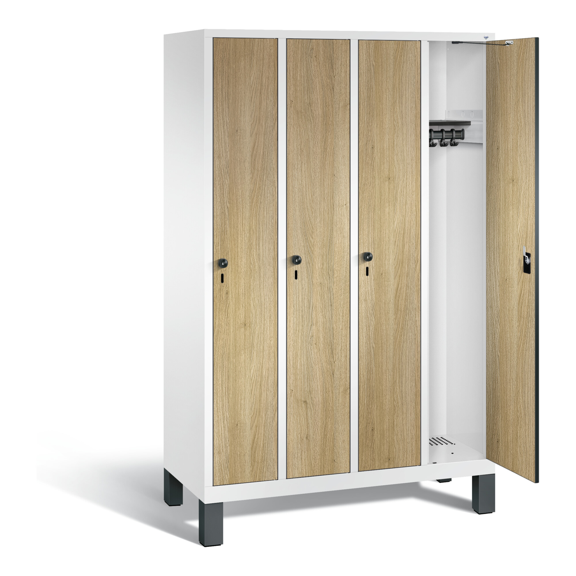 C+P Garderobenschrank Evolo, H1850xB1190xT500mm, Front Dekor Eiche Sereno, Korpus Verkehrsweiß (48010-40) ; C + P Möbelsysteme