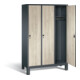 C+P Garderobenschrank Evolo, H1850xB1200xT500mm, Front Dekor Sen-Esche, Korpus Anthrazitgrau (48010-32)