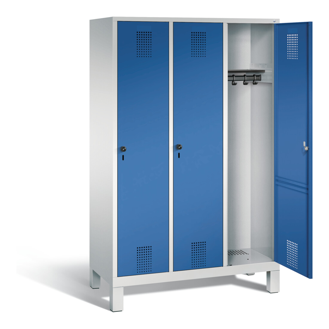 C+P Garderobenschrank Evolo, H1850xB1200xT500mm, Front Enzianblau, Korpus Lichtgrau (48010-32)