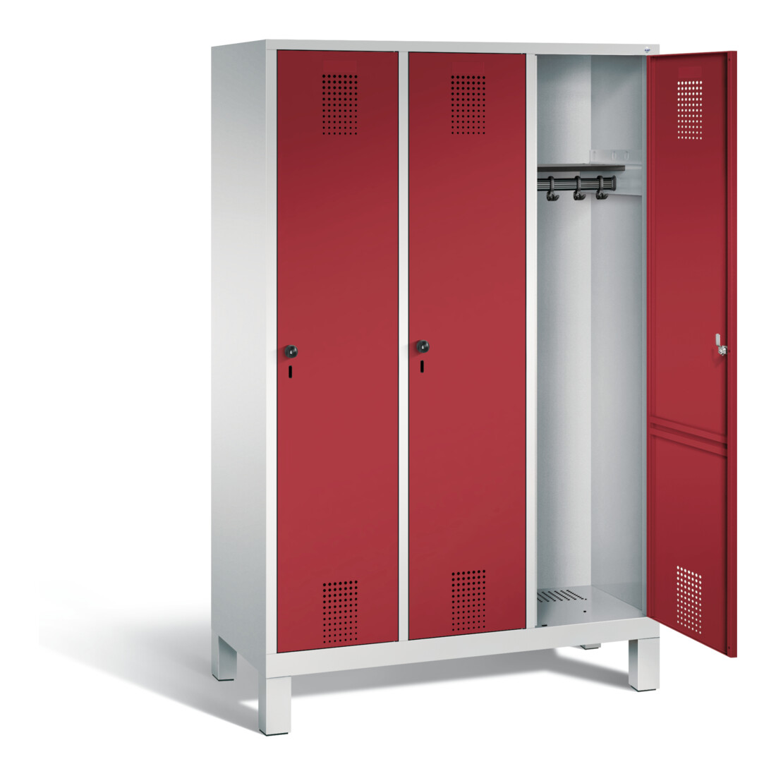 C+P Garderobenschrank Evolo, H1850xB1200xT500mm, Front Rubinrot, Korpus Lichtgrau (48010-32)