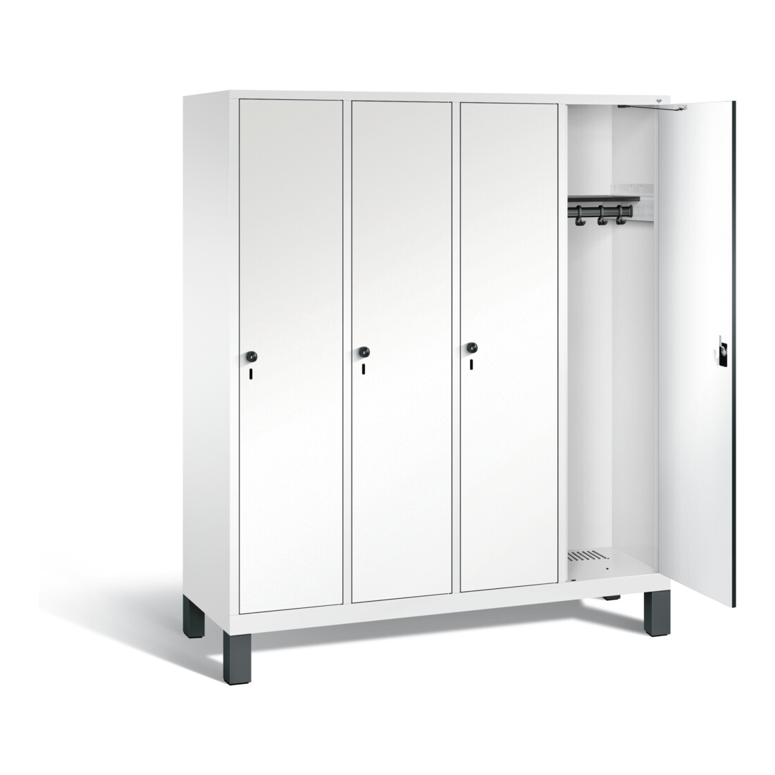 C+P Garderobenschrank Evolo, H1850xB1590xT500mm, Front Dekor Weiß, Korpus Verkehrsweiß (48010-42)