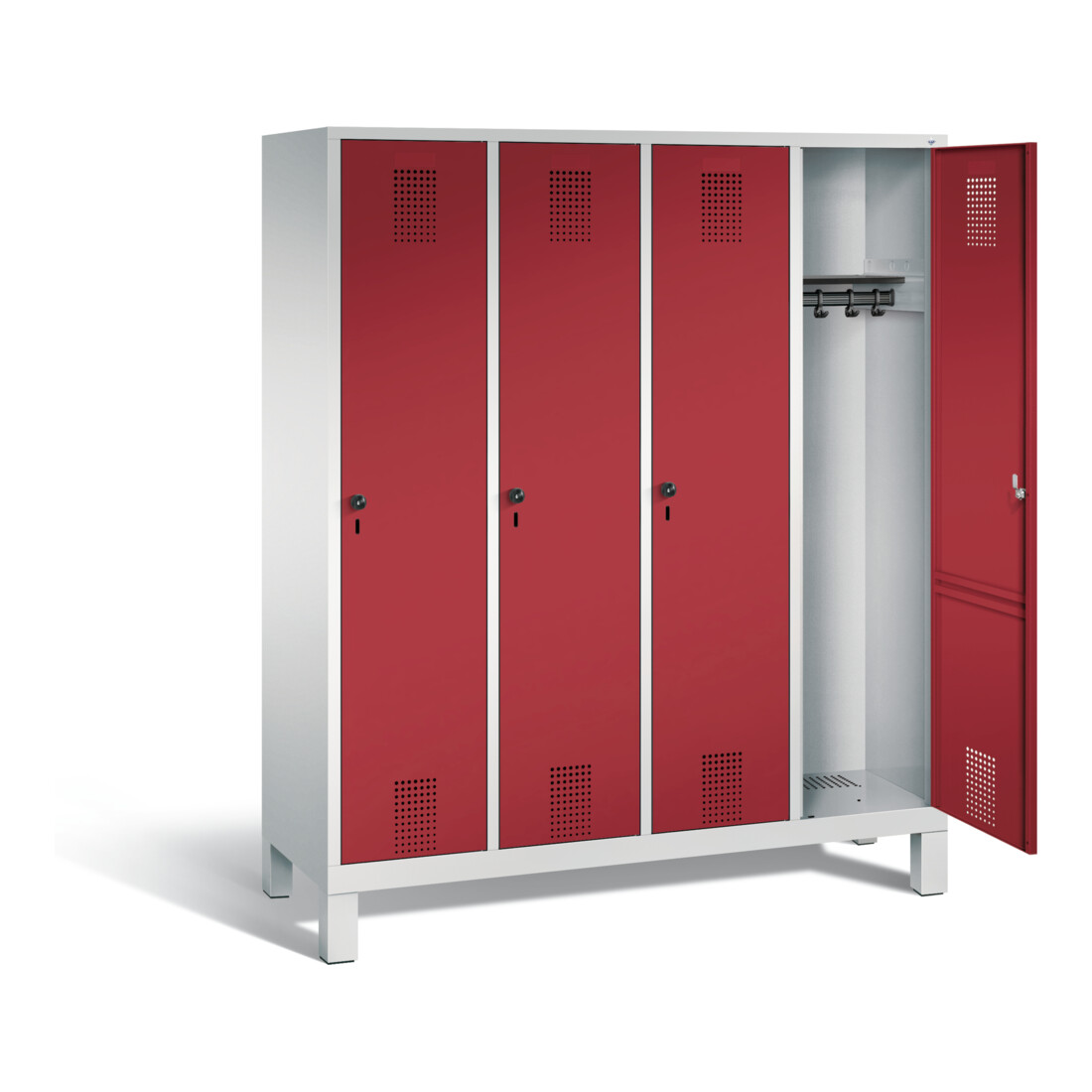 C+P Garderobenschrank Evolo, H1850xB1590xT500mm, Front Rubinrot, Korpus Lichtgrau (48010-42)