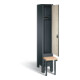 C+P Garderobenschrank Evolo, H1850xB320xT815mm, Front Dekor Sen-Esche, Korpus Anthrazitgrau, Gestell Schwarzgrau (48030-10)