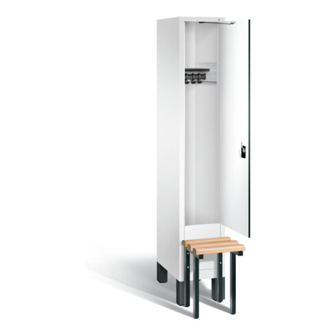 C+P Garderobenschrank Evolo, H1850xB320xT815mm, Front Dekor Weiß, Korpus Verkehrsweiß, Gestell Schwarzgrau (48030-10)