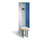 C+P Garderobenschrank Evolo, H1850xB320xT815mm, Front Enzianblau, Korpus Lichtgrau, Gestell Schwarzgrau (48030-10)