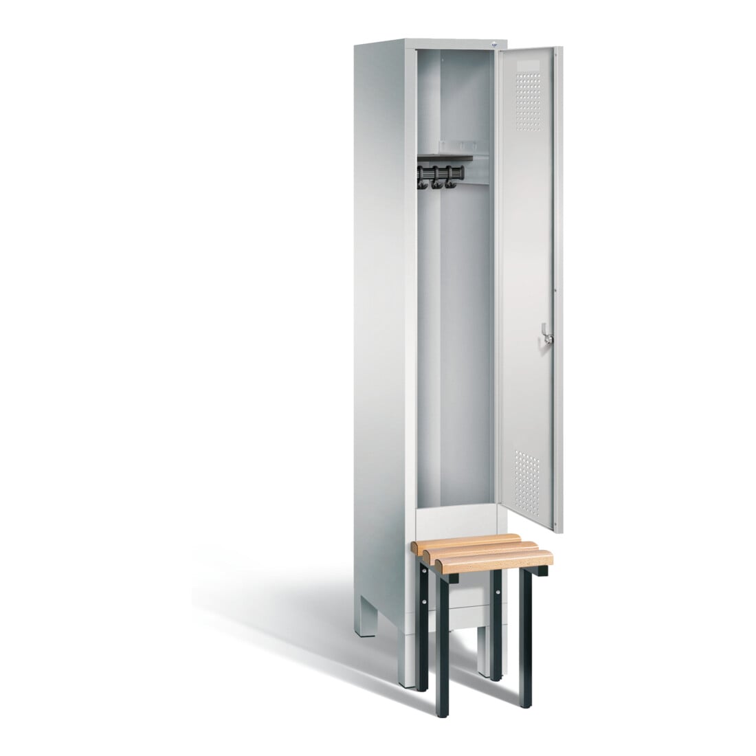 C+P Garderobenschrank Evolo, H1850xB320xT815mm, Front Lichtgrau, Korpus Lichtgrau, Gestell Schwarzgrau (48030-10)