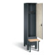 C+P Garderobenschrank Evolo, H1850xB420xT815mm, Front Dekor Sen-Esche, Korpus Anthrazitgrau, Gestell Schwarzgrau (48030-12)