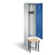 C+P Garderobenschrank Evolo, H1850xB420xT815mm, Front Enzianblau, Korpus Lichtgrau, Gestell Schwarzgrau (48030-12)