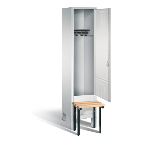 C+P Garderobenschrank Evolo, H1850xB420xT815mm, Front Lichtgrau, Korpus Lichtgrau, Gestell Schwarzgrau (48030-12)
