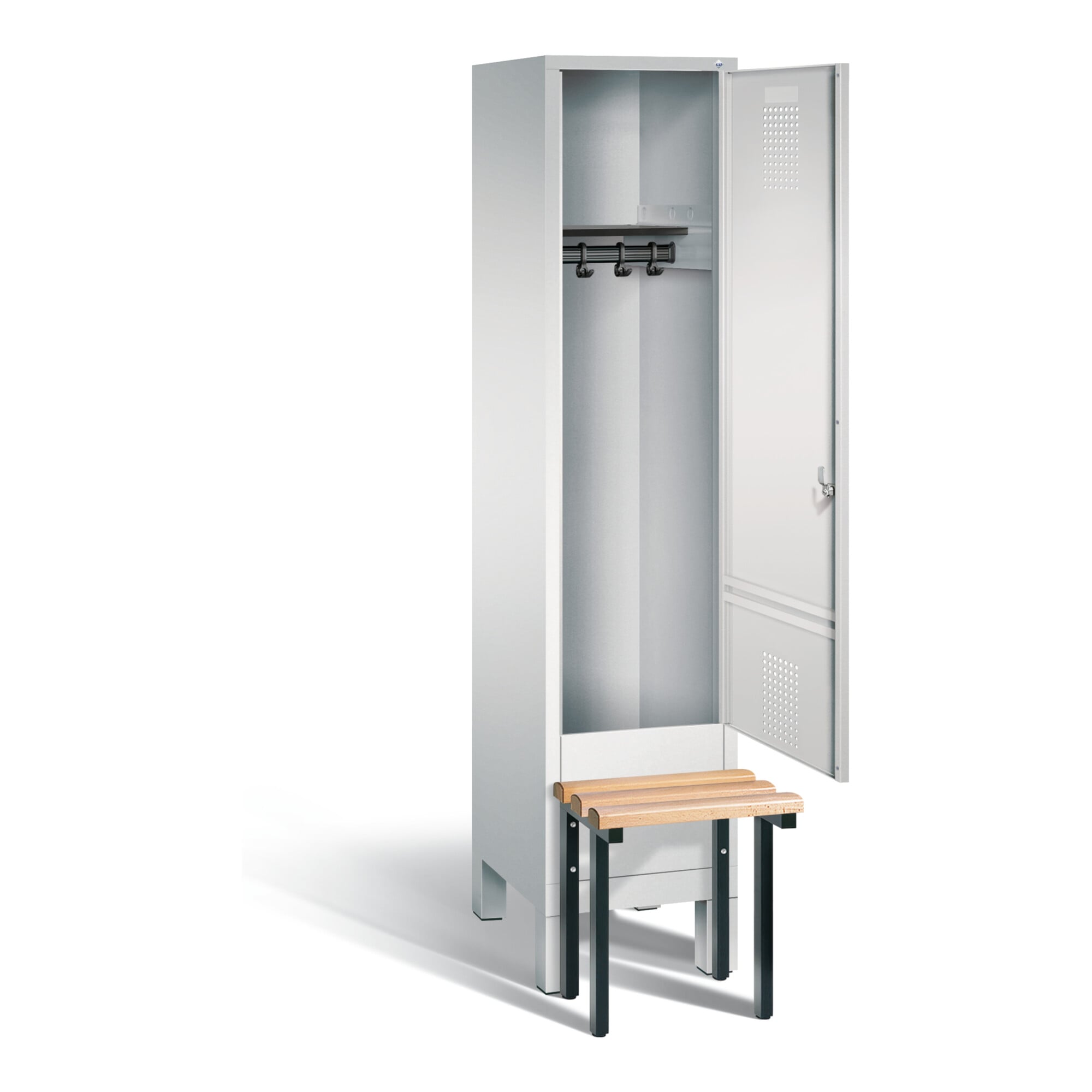 C+P Garderobenschrank Evolo, H1850xB420xT815mm, Front Lichtgrau, Korpus Lichtgrau, Gestell Schwarzgrau (48030-12) ; C + P Möbelsysteme