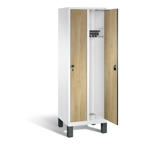 C+P Garderobenschrank Evolo, H1850xB610xT500mm, Front Dekor Eiche Sereno, Korpus Verkehrsweiß (48010-20)