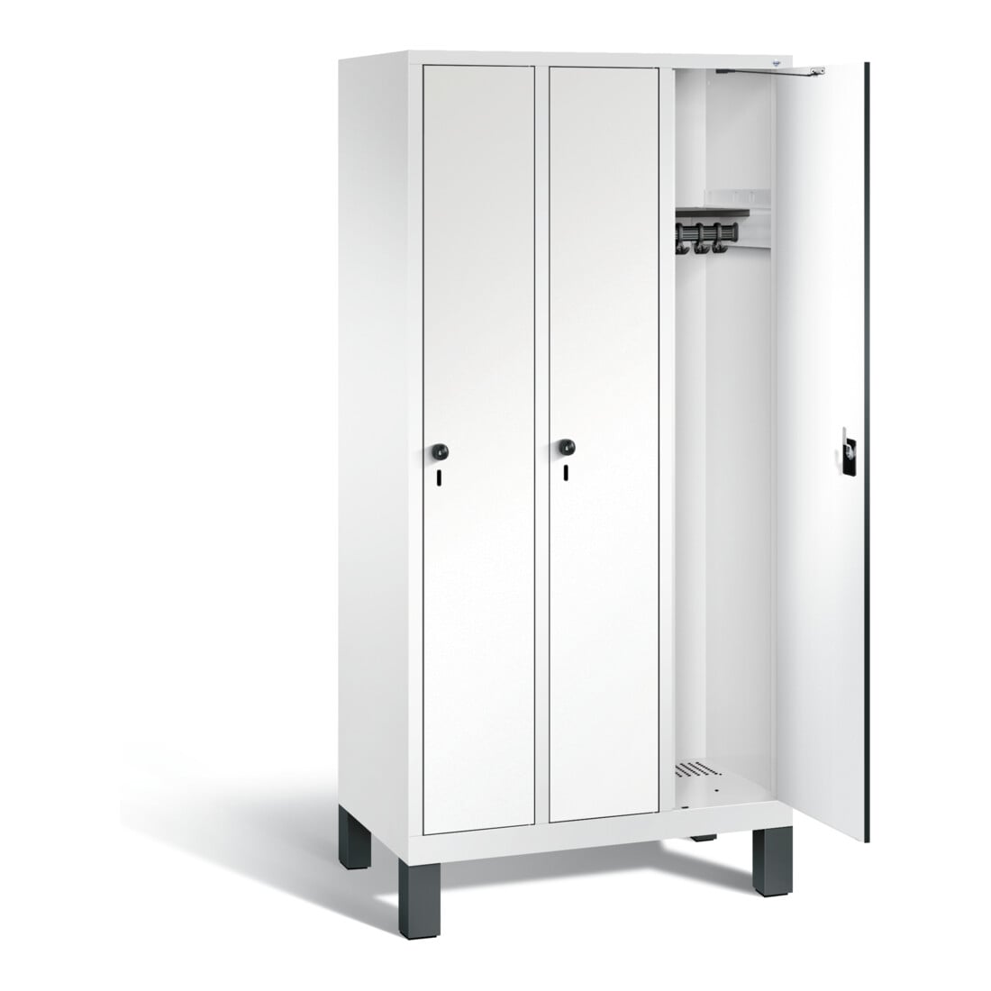 C+P Garderobenschrank Evolo, H1850xB900xT500mm, Front Dekor Weiß, Korpus Verkehrsweiß (48010-30)