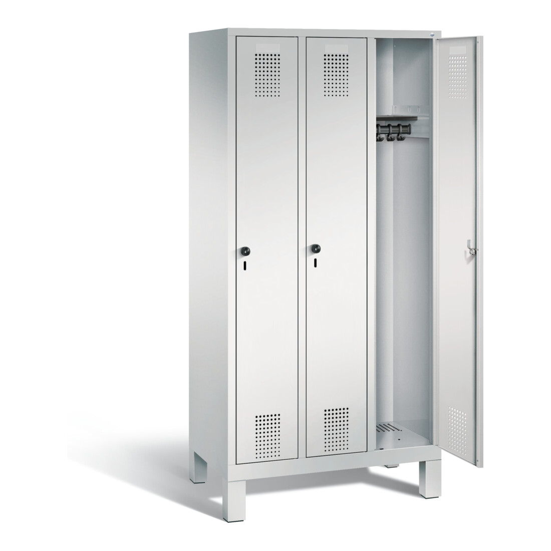 C+P Garderobenschrank Evolo, H1850xB900xT500mm, Front Lichtgrau, Korpus Lichtgrau (48010-30)