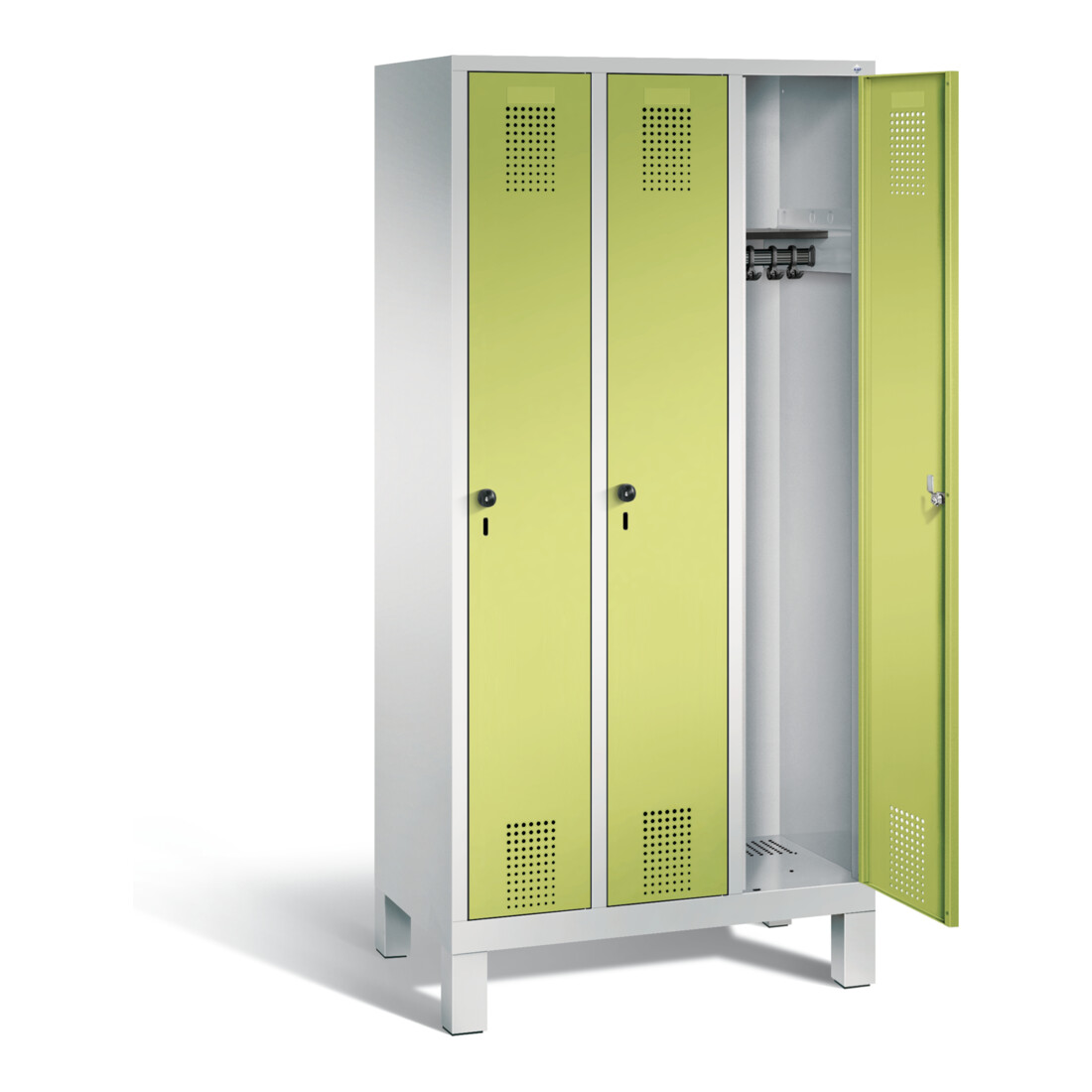 C+P Garderobenschrank Evolo, H1850xB900xT500mm, Front Viridingrün, Korpus Lichtgrau (48010-30)